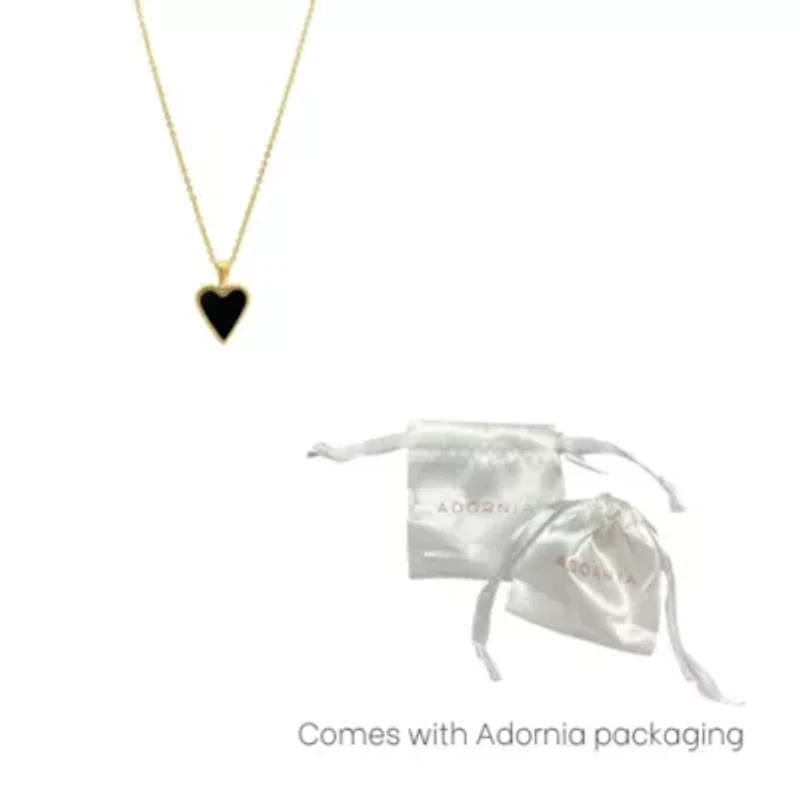 Tarnish Resistant 14k Gold Plated Black Heart Necklace