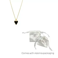 Tarnish Resistant 14k Gold Plated Black Heart Necklace