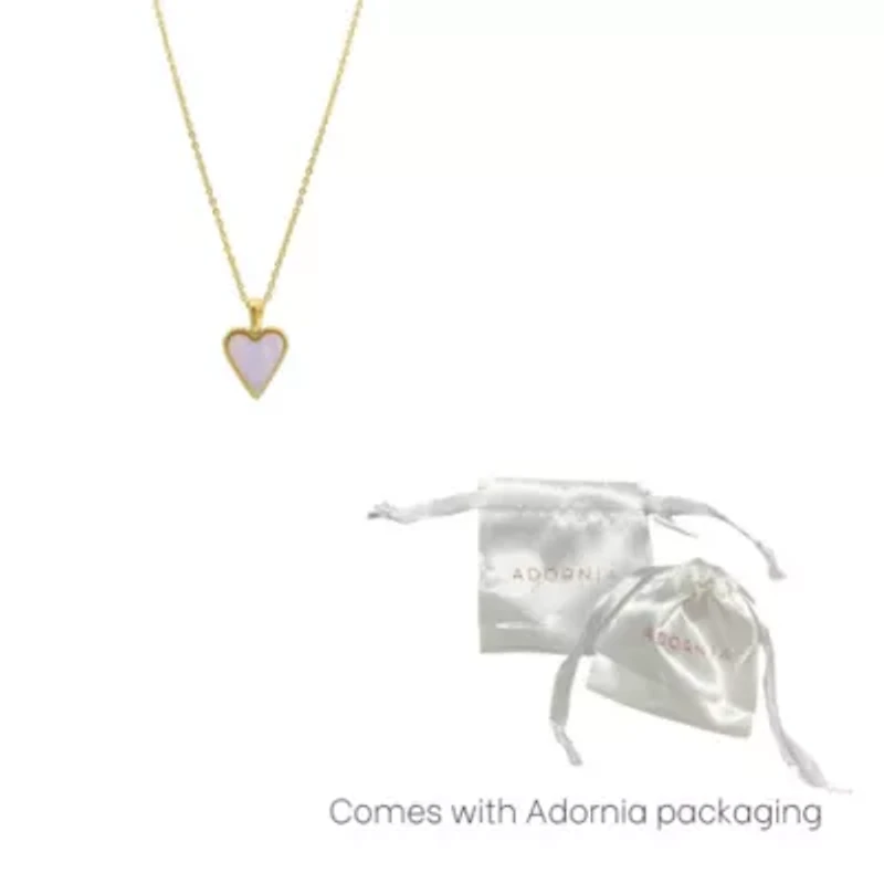Tarnish Resistant 14k Gold Plated White Mother of Pearl Heart Necklace