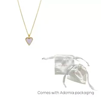 Tarnish Resistant 14k Gold Plated White Mother of Pearl Heart Necklace