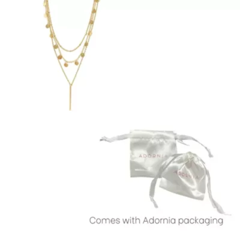 Tarnish Resistant 14k Gold Plated Triplet Confetti and Bar Layered Set Necklace