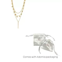 Tarnish Resistant 14k Gold Plated Triplet Confetti and Bar Layered Set Necklace