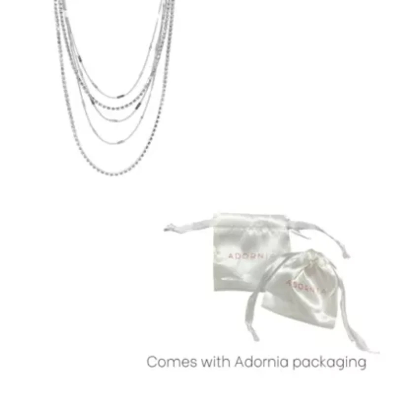 Rhodium Plated Layered Tennis Necklace