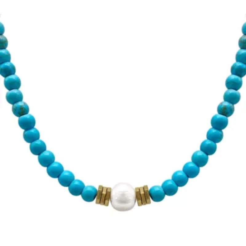 Turquoise Beaded Necklace with Pearl