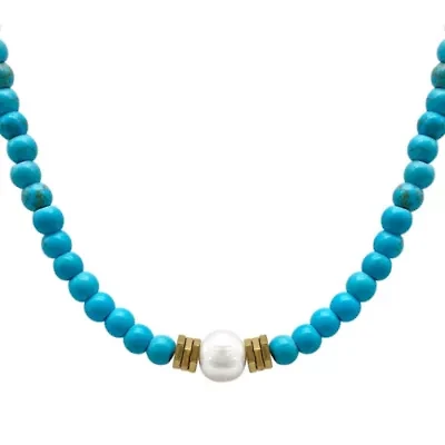Turquoise Beaded Necklace with Pearl