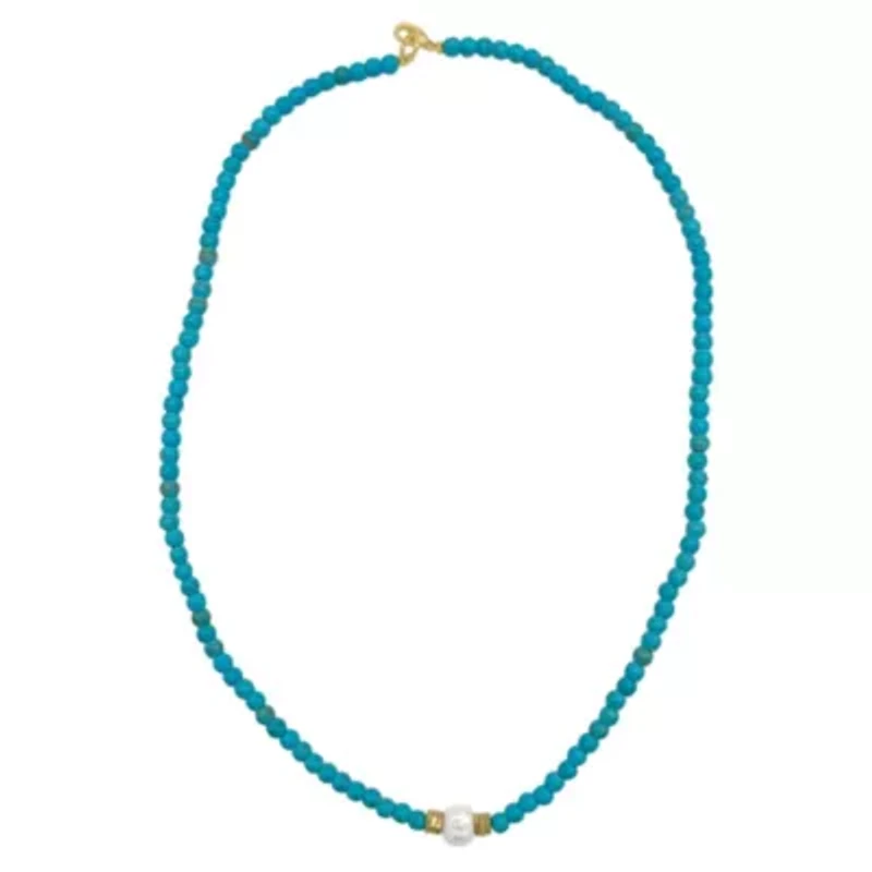 Turquoise Beaded Necklace with Pearl