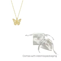 Tarnish Resistant 14k Gold Plated Pave Butterfly Necklace