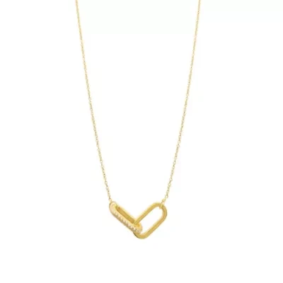 14k Gold Plated Pave Link Necklace