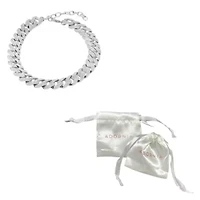 Rhodium Plated Edgy Cuban Crystal Adjustable Choker Chain Necklace