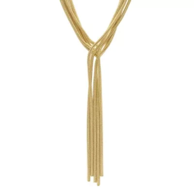 Gold Plated Multi Strand Textured Chain Necklace
