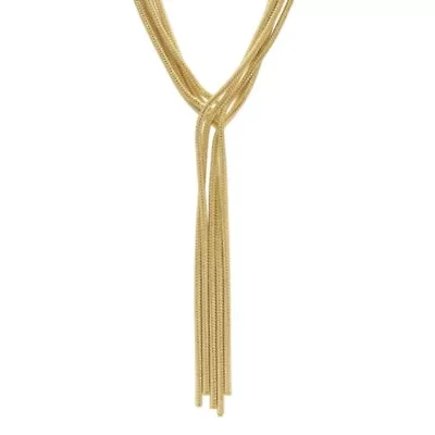 Gold Plated Multi Strand Textured Chain Necklace