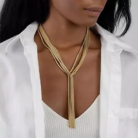 Gold Plated Multi Strand Textured Chain Necklace