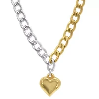 Tarnish Resistant Mixed Metal Heart Chain Toggle Necklace