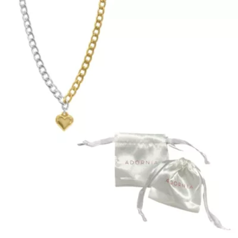 Tarnish Resistant Mixed Metal Heart Chain Toggle Necklace