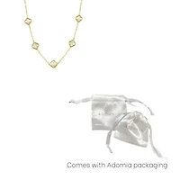 White Mother of Pearl Flower Station Necklace gold
