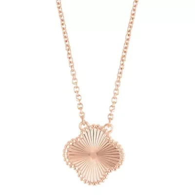 14k Rose Gold Plated Beveled Flower Necklace