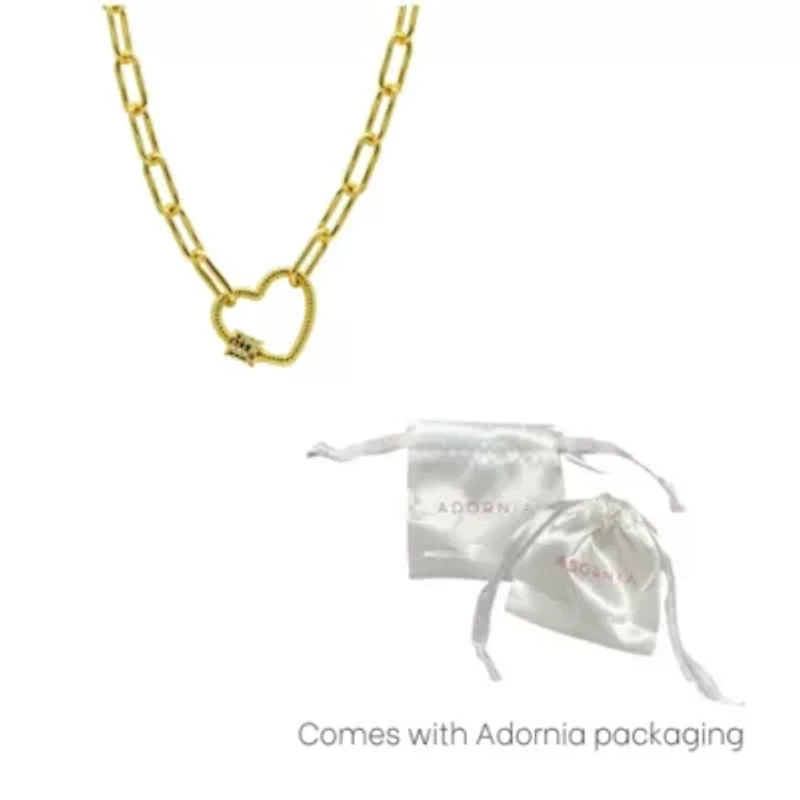 14k Gold Plated Paper Clip Chain With Rainbow Heart Screw Lock