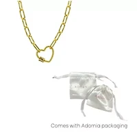 14k Gold Plated Paper Clip Chain With Rainbow Heart Screw Lock