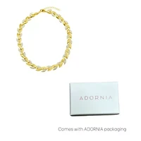 14k Gold Plated Crystal Leaf Necklace
