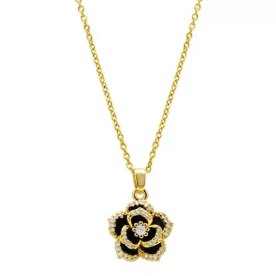 14k Gold Plated Black Crystal Carnelian Necklace