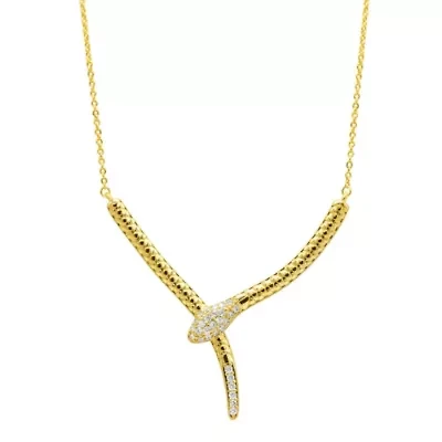 14k Gold Plated Crystal Wrap Snake Necklace