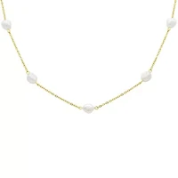 Tarnish Resistant 14k Gold Plated Adjustable Station Freshwater Pearl Necklace