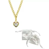 14k Gold Plated Figaro Chain Mother-of-Pearl Heart Necklace