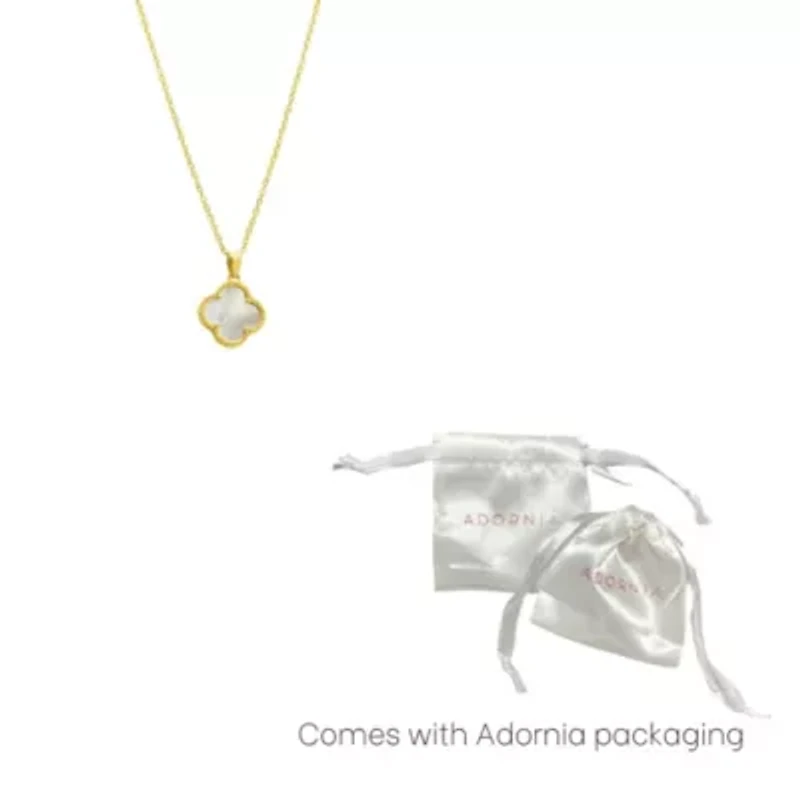 White Mother of Pearl Flower Necklace gold