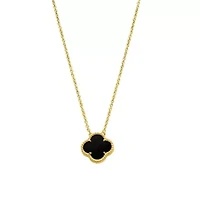 Black Flower Necklace yellow gold
