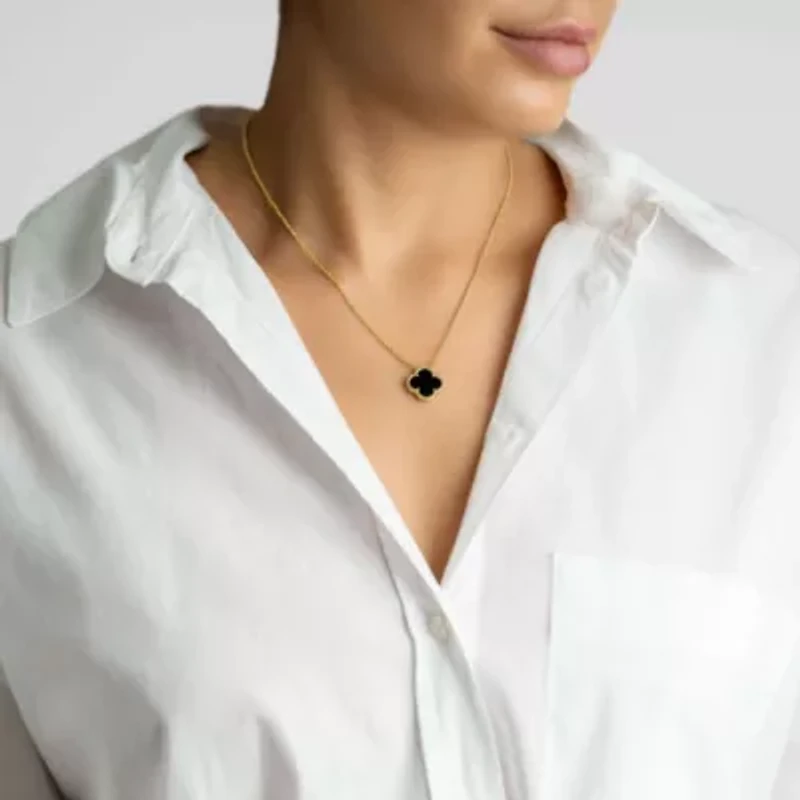 Black Flower Necklace yellow gold