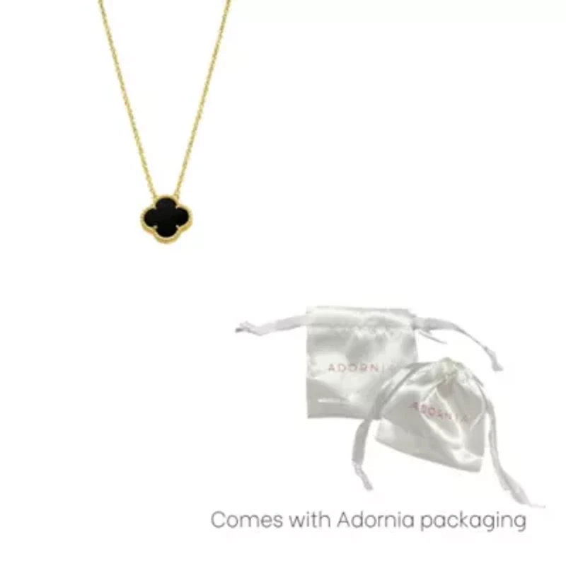 Black Flower Necklace yellow gold