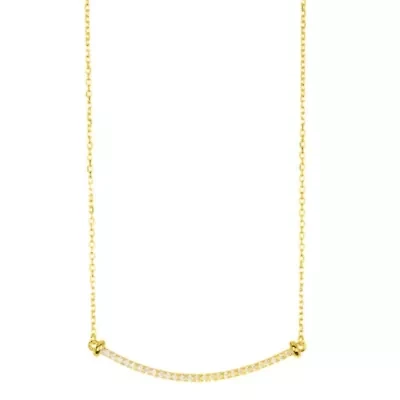 14k Yellow Gold Plated Crystal Curved Bar Necklace