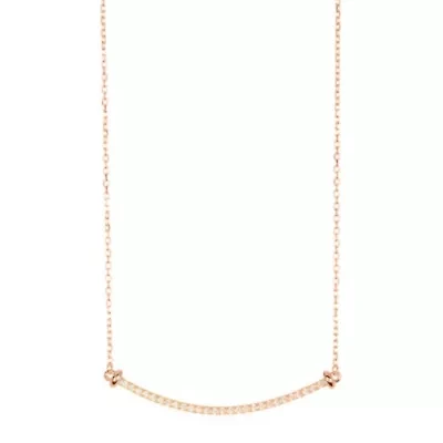 14k Rose Gold Plated Crystal Curved Bar Necklace
