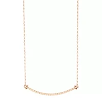 14k Rose Gold Plated Crystal Curved Bar Necklace