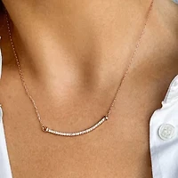14k Rose Gold Plated Crystal Curved Bar Necklace