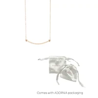 14k Rose Gold Plated Crystal Curved Bar Necklace