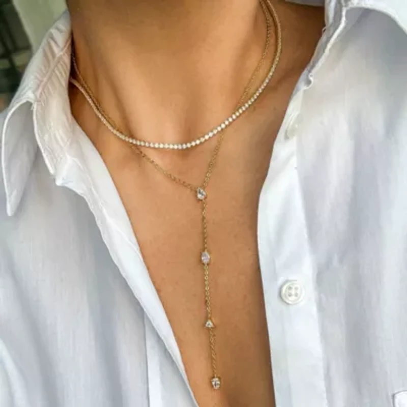 14k Gold Plated Micro Tennis Necklace