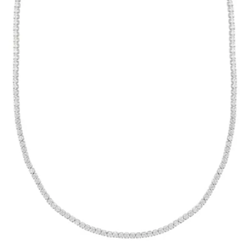 Sterling Silver Plated Micro Tennis Necklace