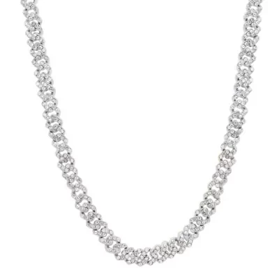 Silver Plated 8mm Crystal Curb Chain Necklace