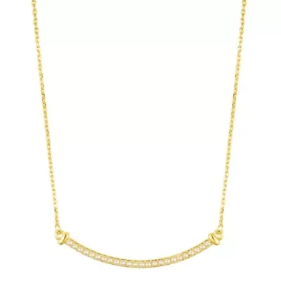 14k Gold Plated Pearl Curved Bar Necklace