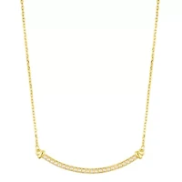 14k Gold Plated Pearl Curved Bar Necklace