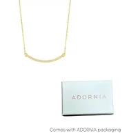 14k Gold Plated Pearl Curved Bar Necklace