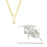 14k Gold Plated Adjustable Layered Chain Crystal Lock Necklace