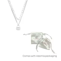 Sterling Silver Plated Adjustable Layered Chain Crystal Lock Necklace