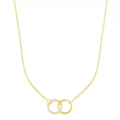 14k Gold Plated Adjustable Pave CZ Rings Necklace