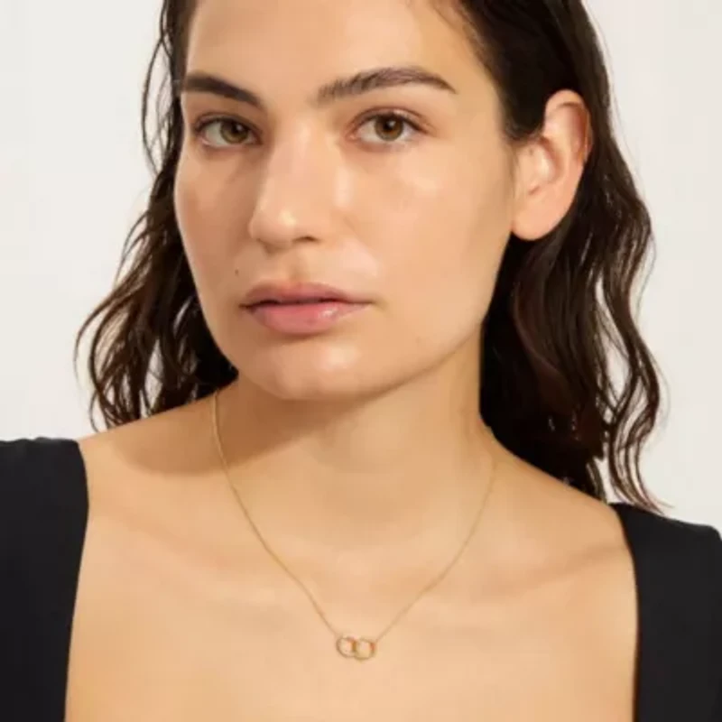 14k Gold Plated Adjustable Pave CZ Rings Necklace