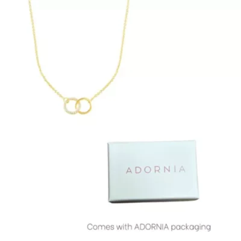 14k Gold Plated Adjustable Pave CZ Rings Necklace