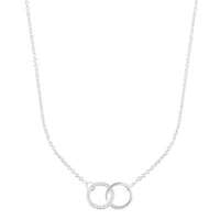 Sterling Silver Plated Adjustable Pave CZ Rings Necklace