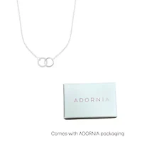 Sterling Silver Plated Adjustable Pave CZ Rings Necklace