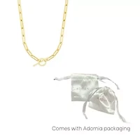 14k Gold Plated Paperclip CZ Toggle Necklace